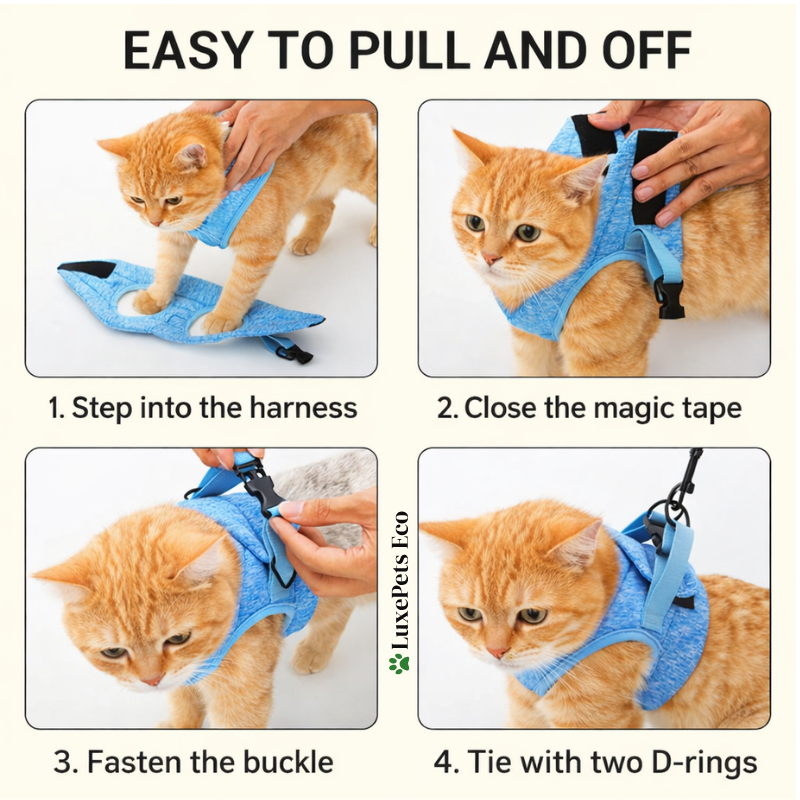 Adjustable Escape-Proof Cat Harness & Leash Set