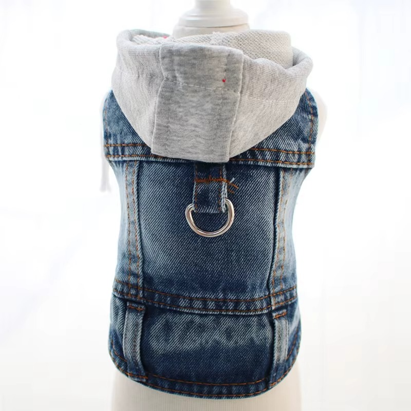 Denim Dog Hoodie Vest