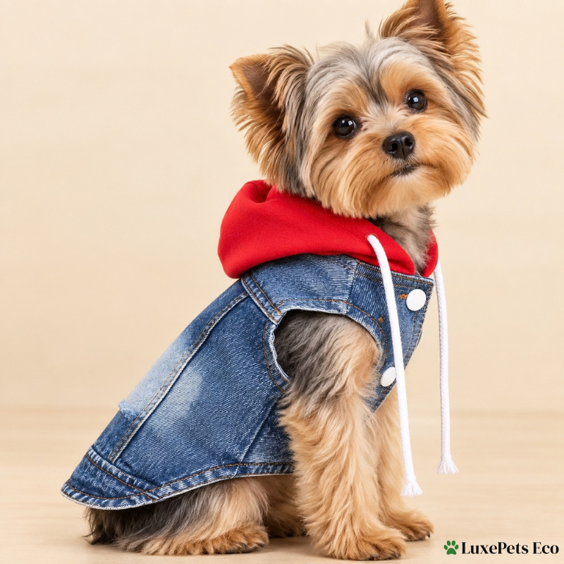 Denim Dog Hoodie Vest