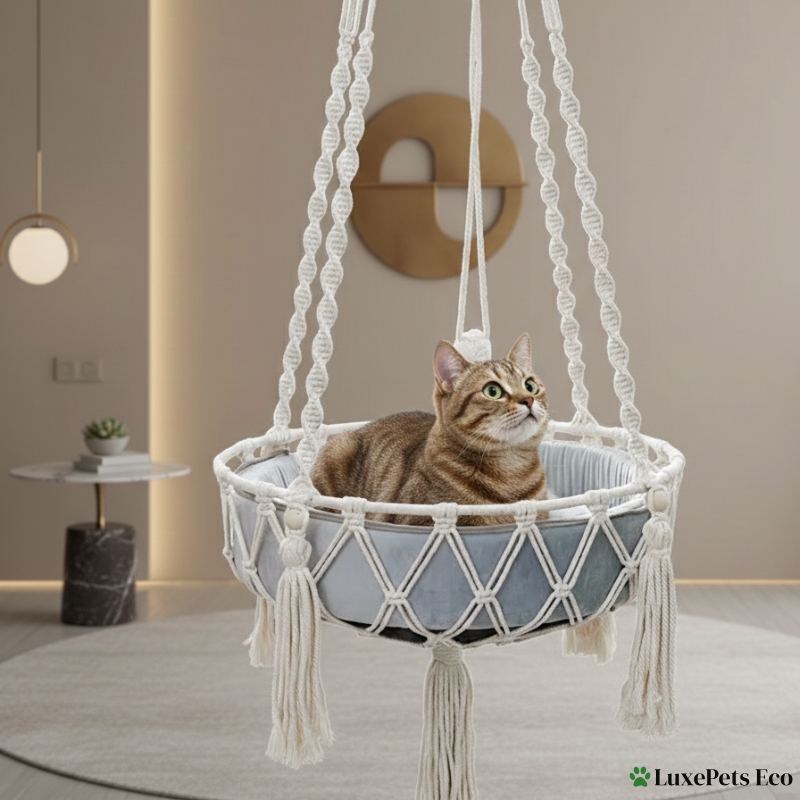 Hand-Woven Cotton Cat Hammock
