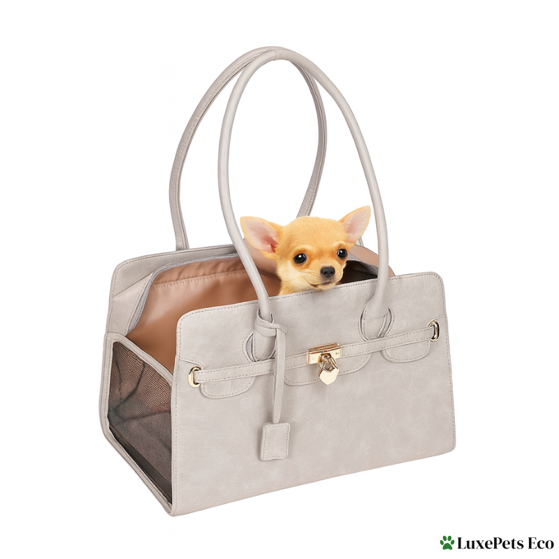 Luxury PU Leather Pet Carrier Bag