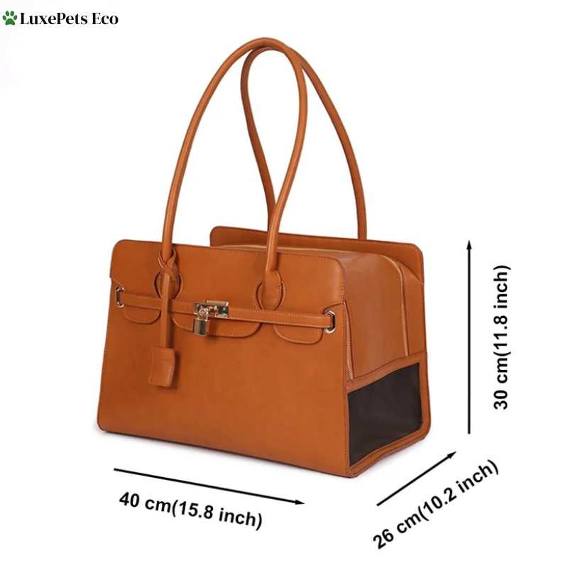 Luxury PU Leather Pet Carrier Bag