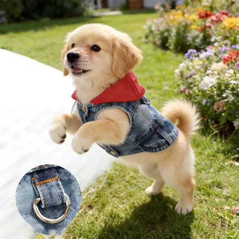 Denim Dog Hoodie Vest