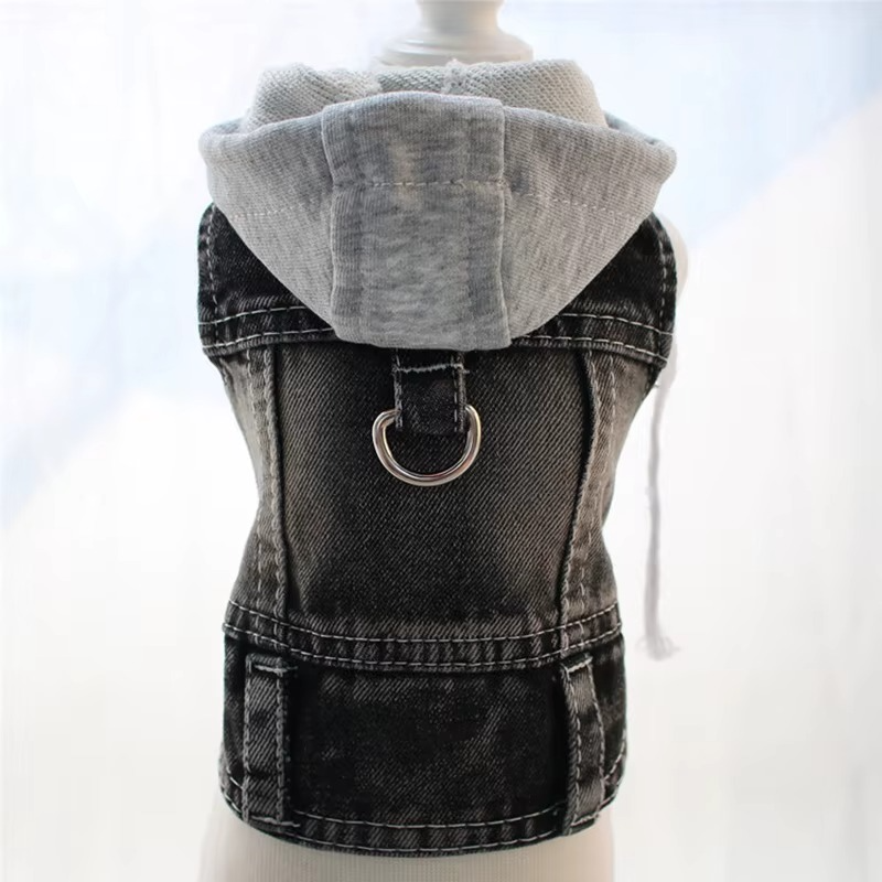 Denim Dog Hoodie Vest